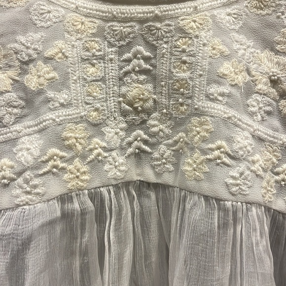 New free people sheer white embroidery long sleeve top - Picture 3 of 6